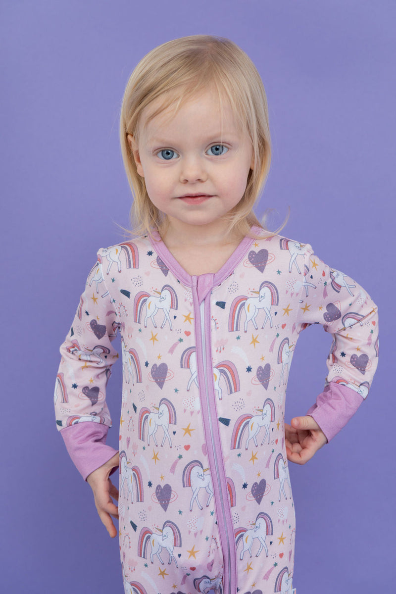 Bamboo One Piece Zip Pajama - Unicorn Dreams