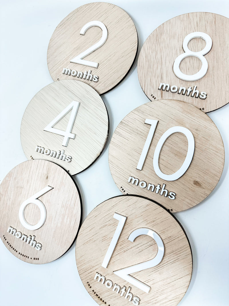 Baby Milestone Signs — Double Sided (Wood with White Acrylic)
