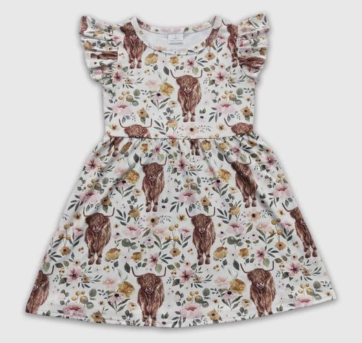 Highland Cow Twirl Dress