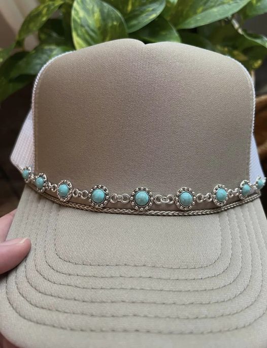 Turquoise Silver Trucker Hat Chain Prerder