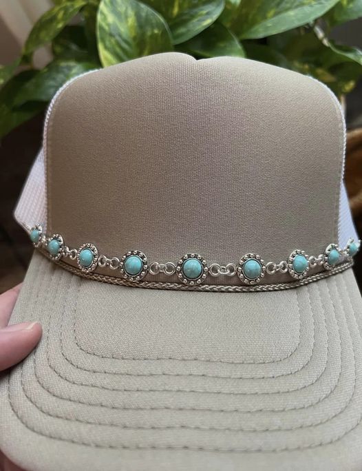 Turquoise Silver Trucker Hat Chain