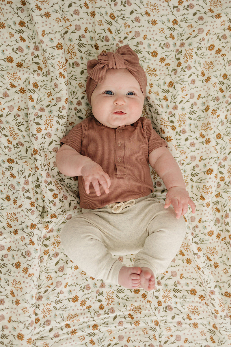 Dusty Rose Organic Cotton Ribbed Snap Bodysuit