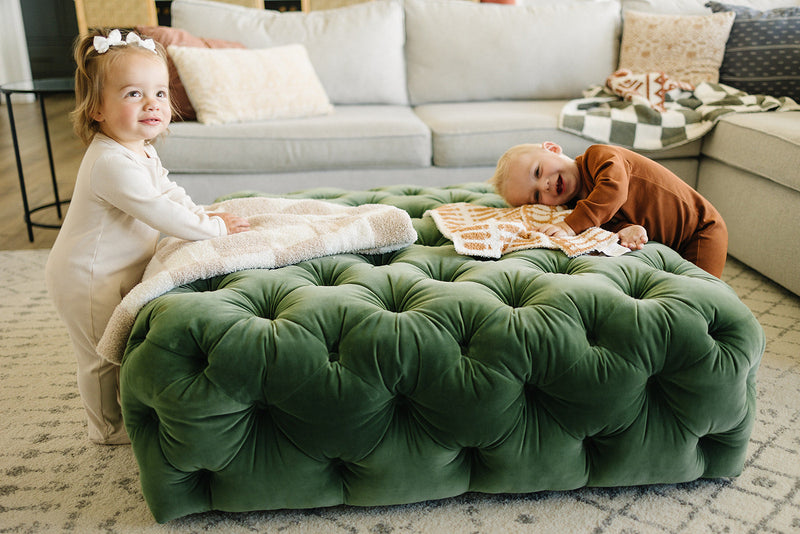 Taupe Checkered Plush Blanket