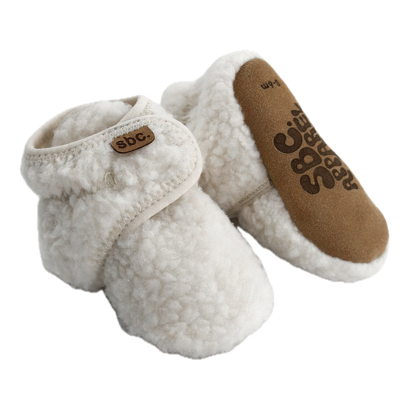 The Newborn Sherpa Bootie — Vanilla