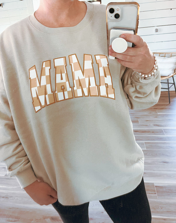 Fall Checker Mama Graphic Sweatshirt