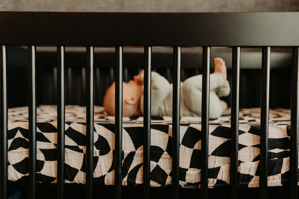 Wavy Checker Organic Muslin Crib Sheet