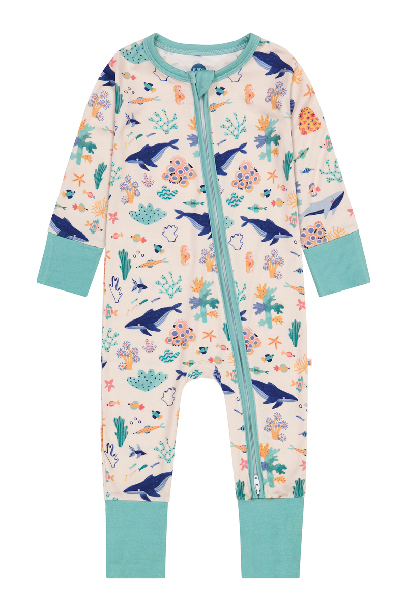 Bamboo One Piece Zip Pajama - Seas The Day