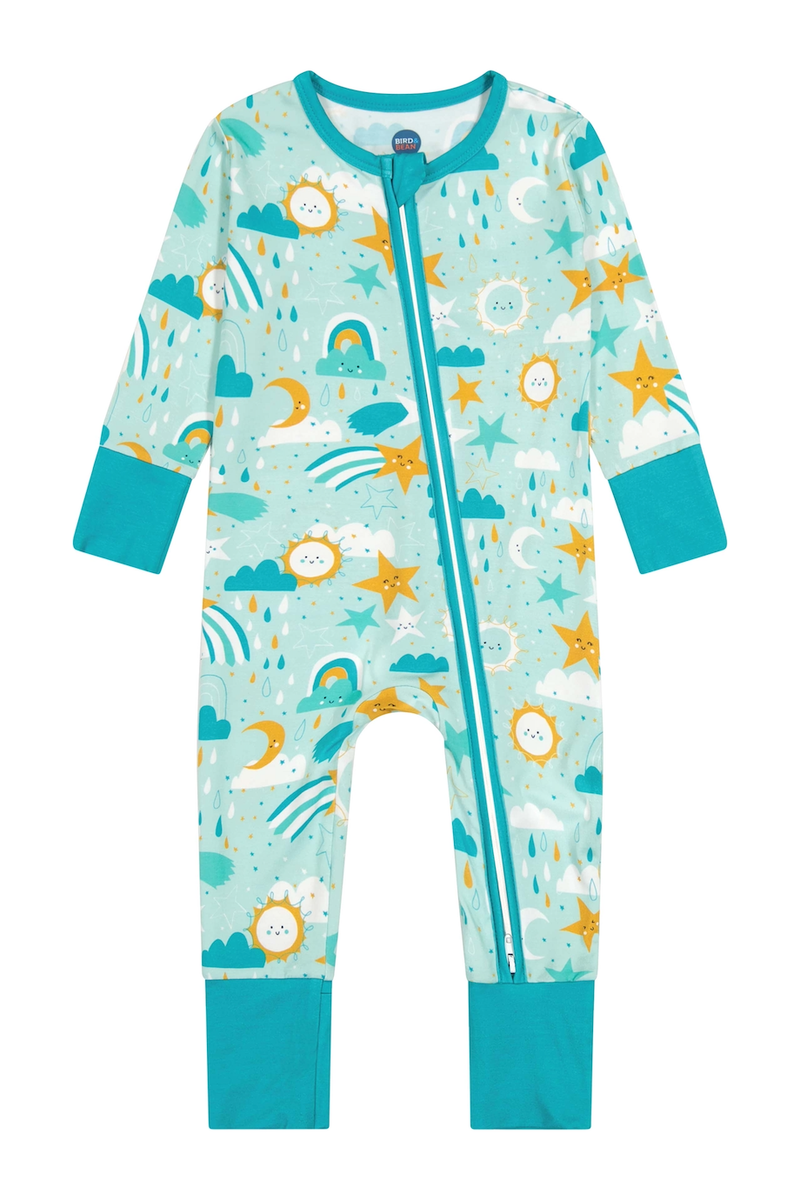 Bamboo One Piece Zip Pajama - Astro