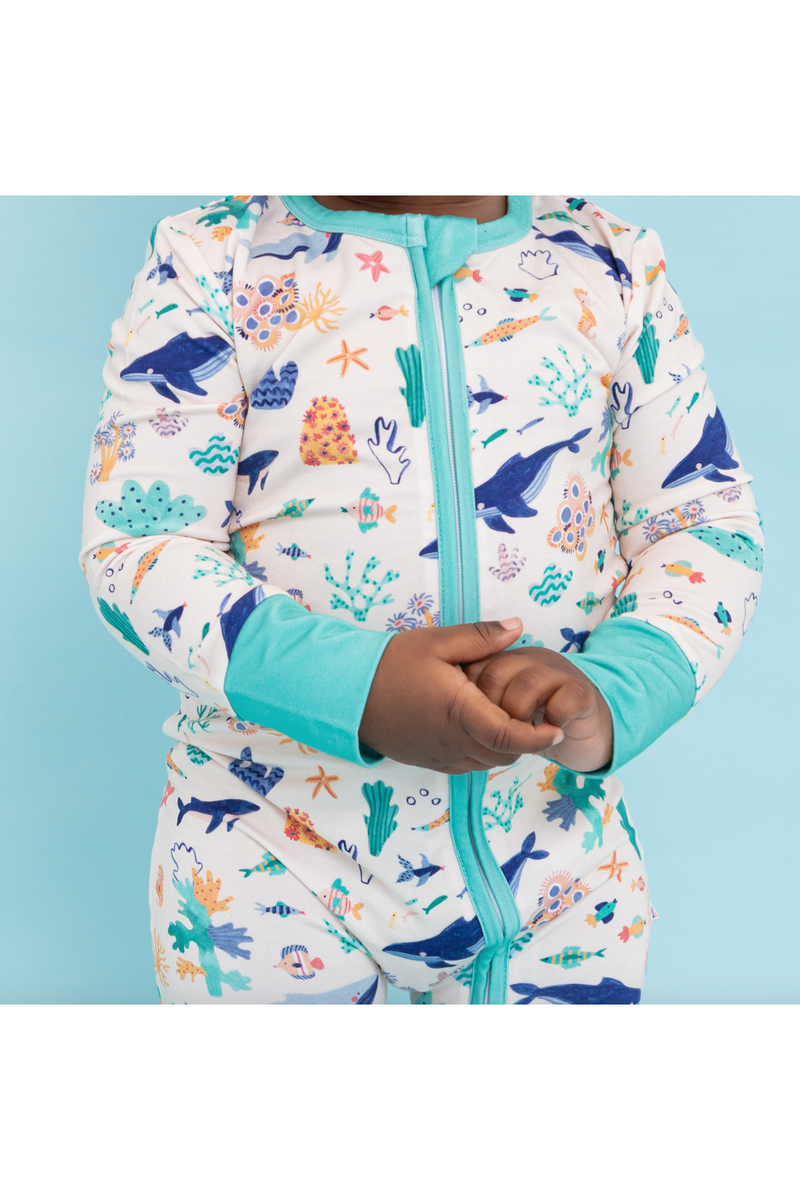 Bamboo One Piece Zip Pajama - Seas The Day