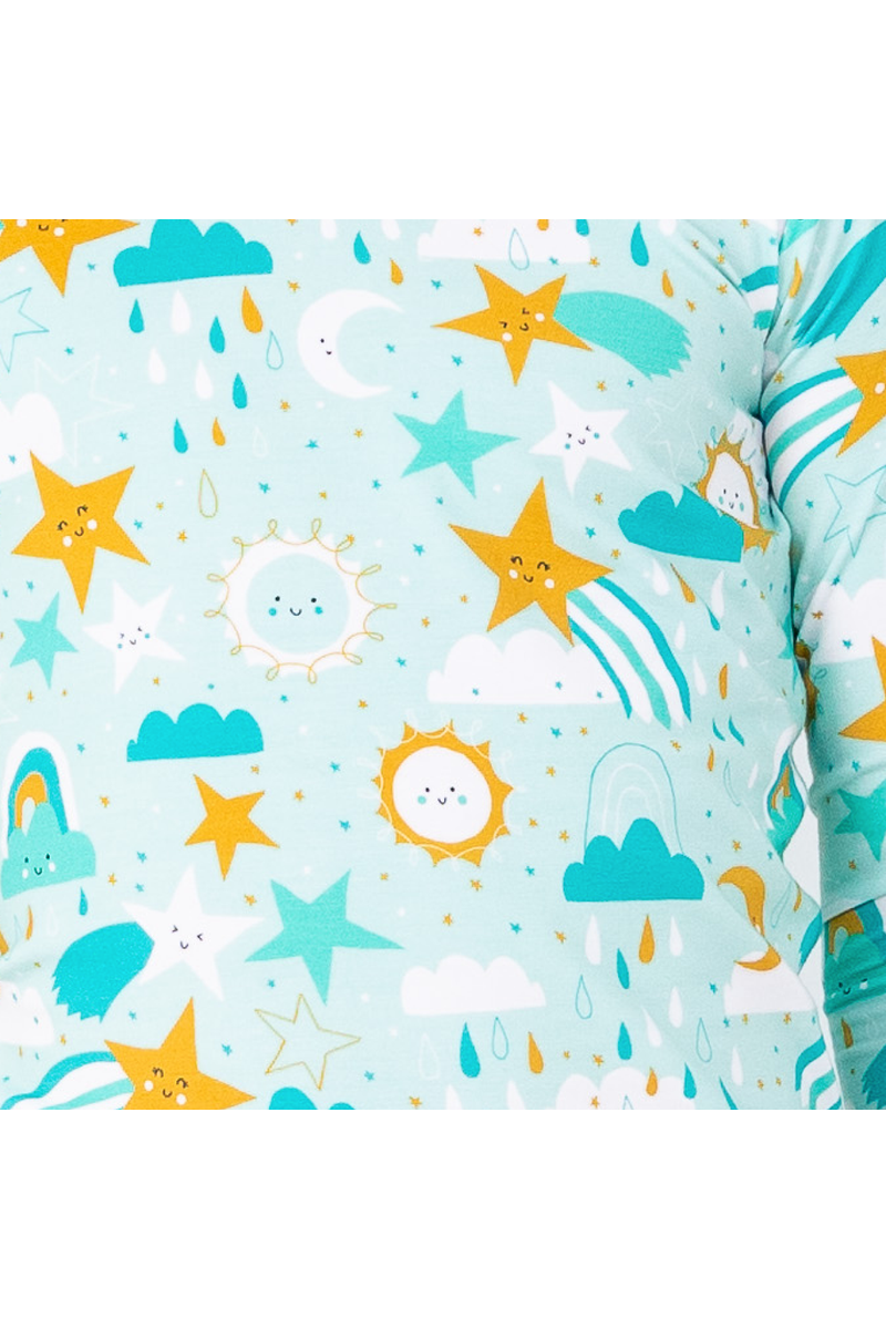 Bamboo One Piece Zip Pajama - Astro