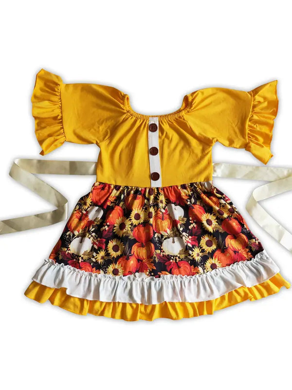 Pumpkin Sunflower Twirl Dress Preorder