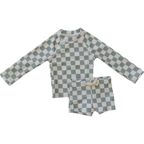 Checkered Long Sleeve Swimsuit - Ships in May!!!